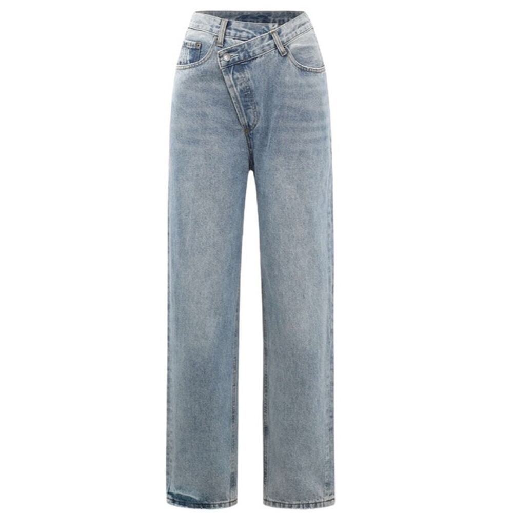 Micas Women’s XSmall Light Blue Asymmetric Waist Straight Leg Denim Jeans